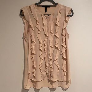 BCBGMaxAzria Orange Ruffle Button Down Blouse